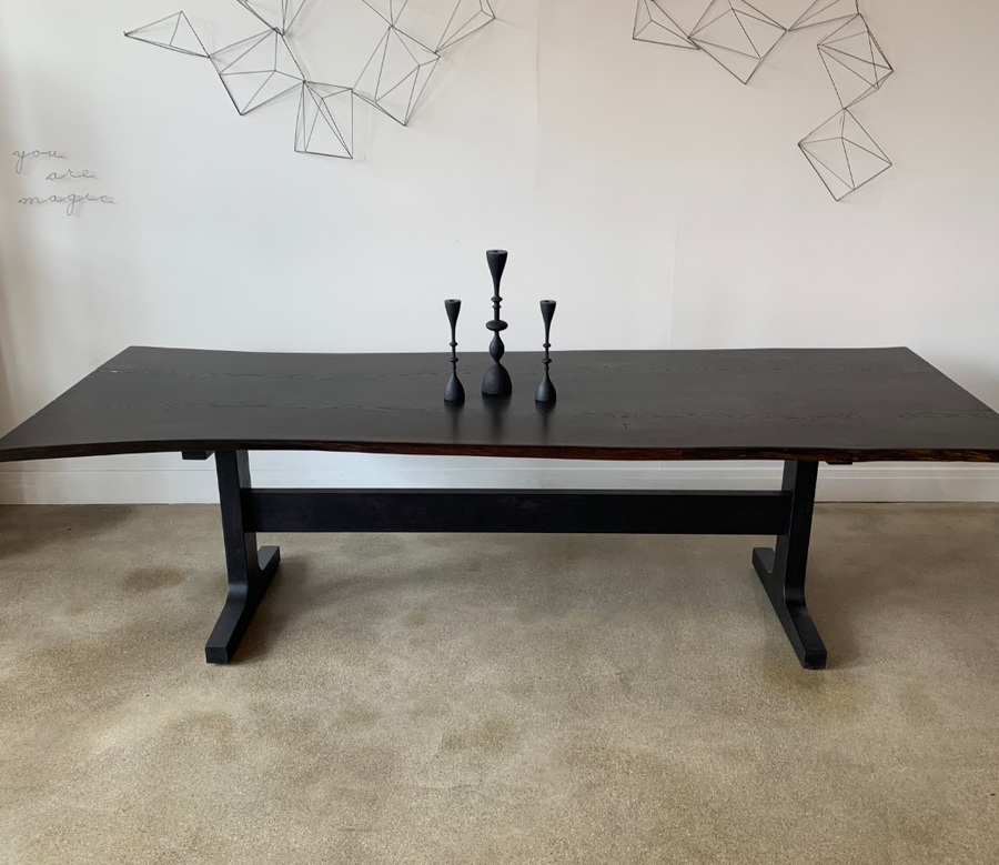 LIVE EDGE OAK BOOKMATCH DINING TABLE