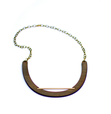 CROSSLYNE - Edged Line Walnut Collar Necklace