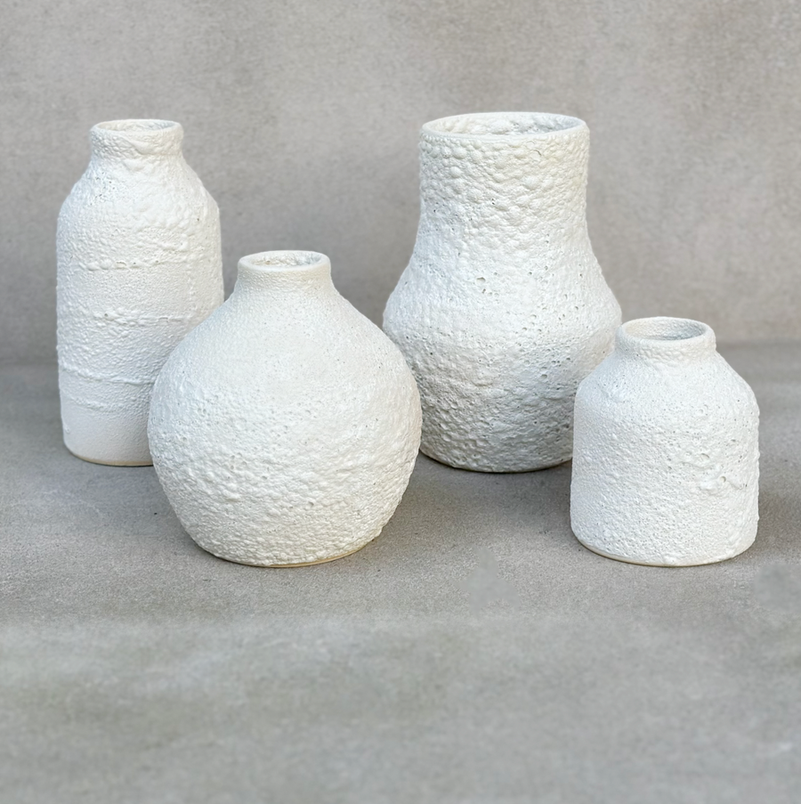 Crater Bottle Vase / White / Tall