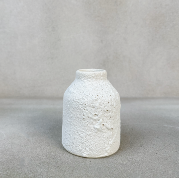 Crater Bottle Vase / White / Short