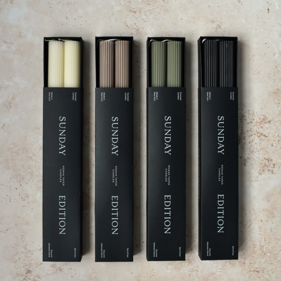Sunday Edition Taupe Roman Taper Candle