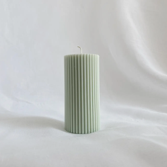 Soie Small Ribbed Pillar Candle - 4
