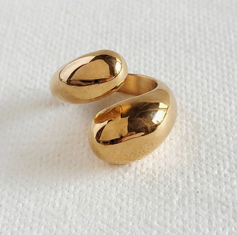 18k gold plated wrap orb ring