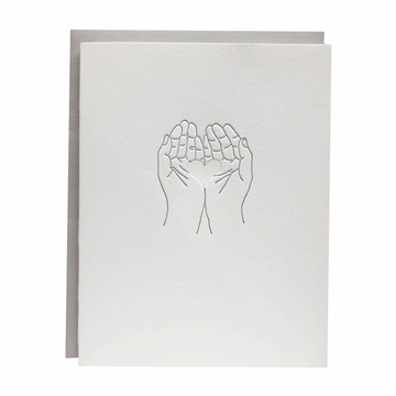 Hands Holding Heart Letterpress Card