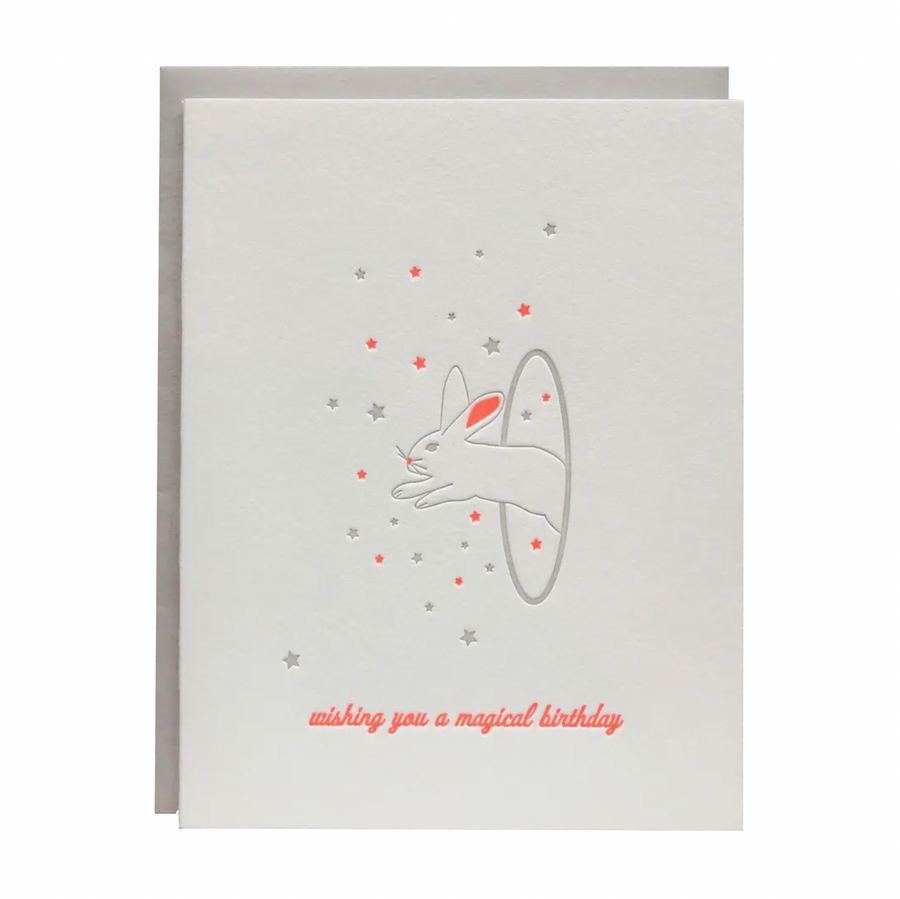 Happy Birthday Magical Bunny Letterpress Card