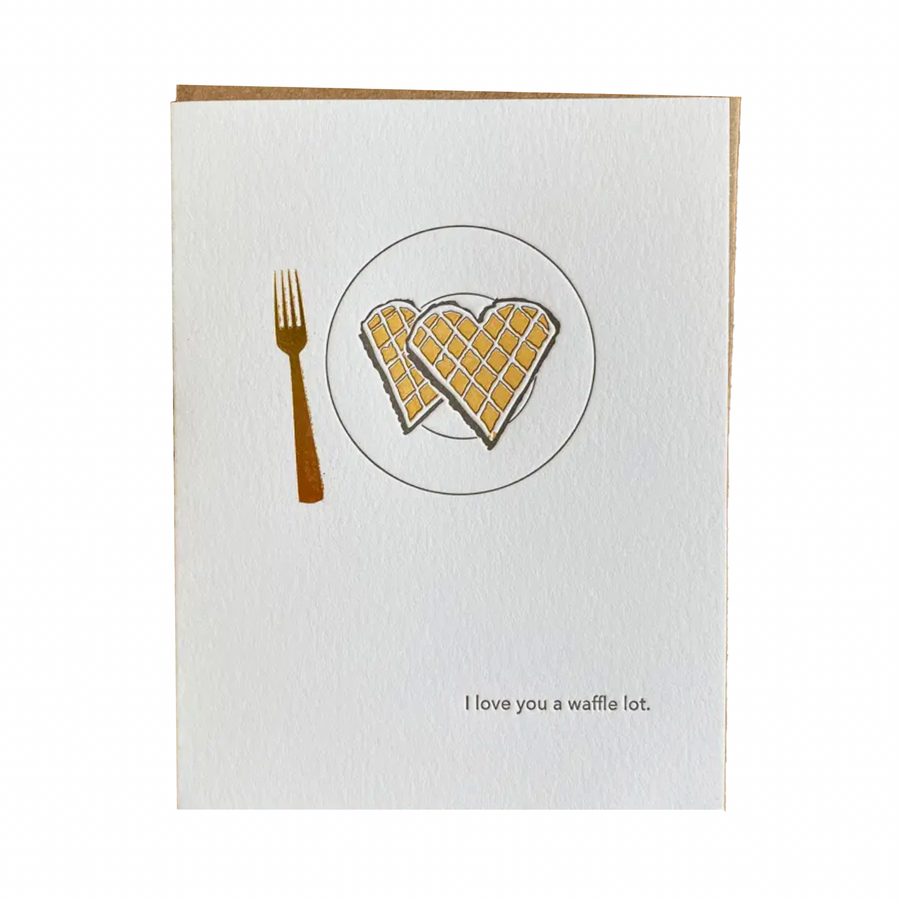 I Love You a Waffle Lot Letterpress Card