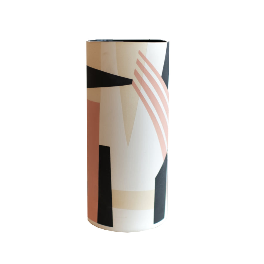 Sally Blair Blush and Ivory CERAMIC CYLINDER Geometric VASE
