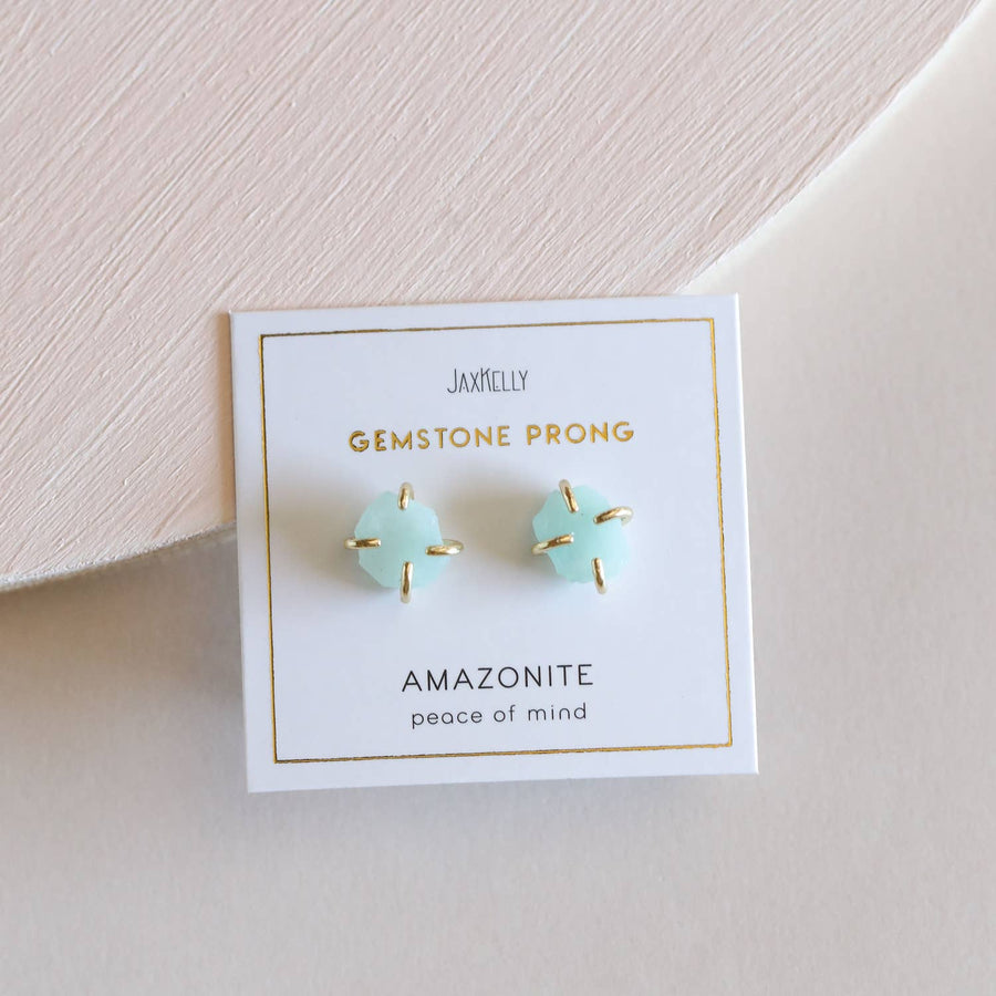 Amazonite Gemstone Prong Earrings
