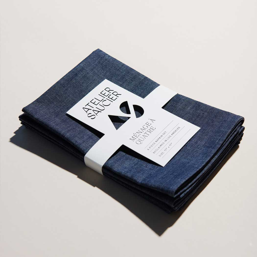 Dark Denim Linen Napkin Set of 4