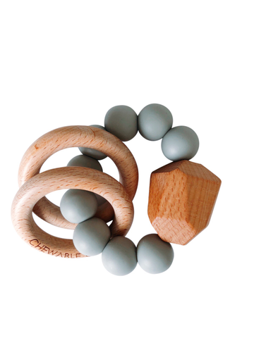 Hayes Silicone + Wood Teether / Grey