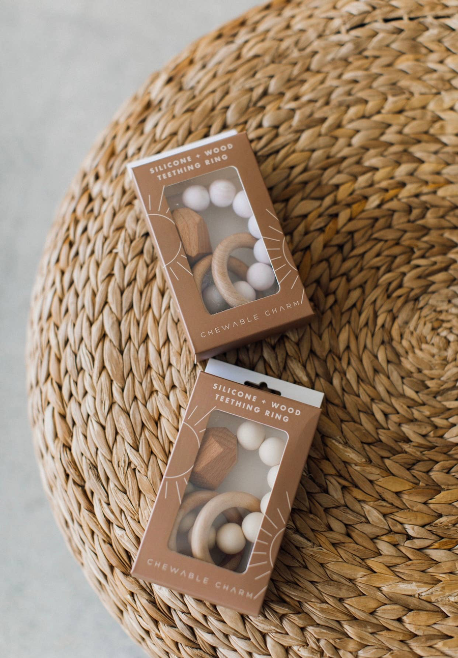 Hayes Silicone + Wood Teether / Grey